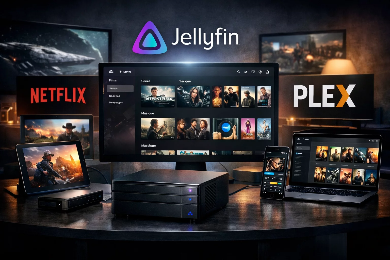 Jellyfin sur homelab avec comparaison à Plex