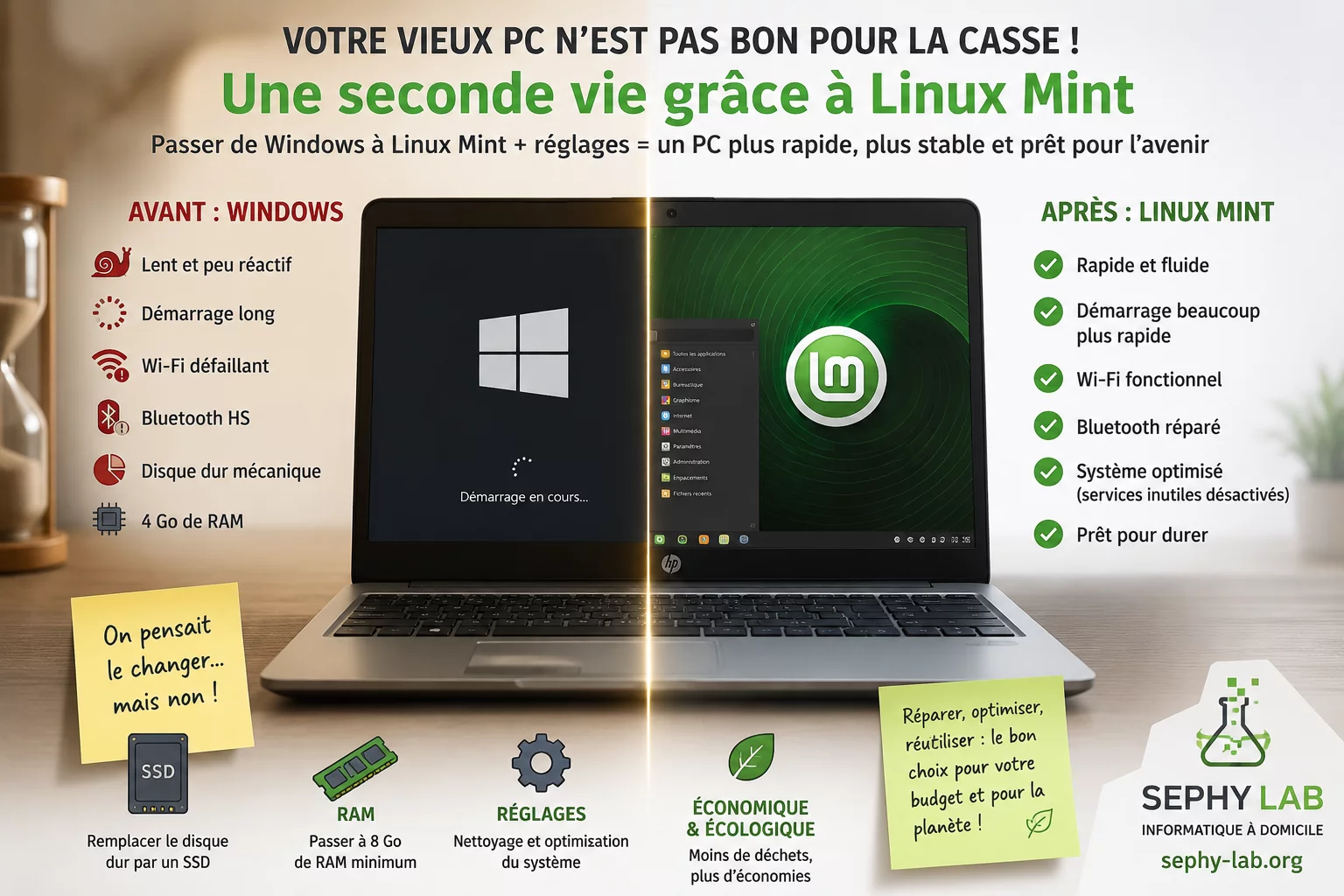 Vieux PC lent remis à niveau avec Linux Mint