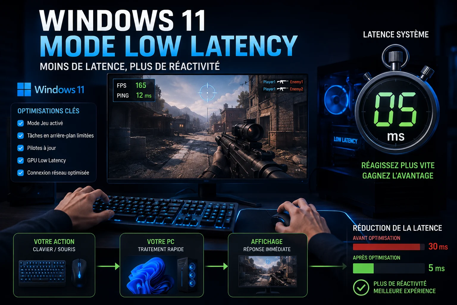 Réglages Windows 11 pour réduire la latence et améliorer la réactivité du PC